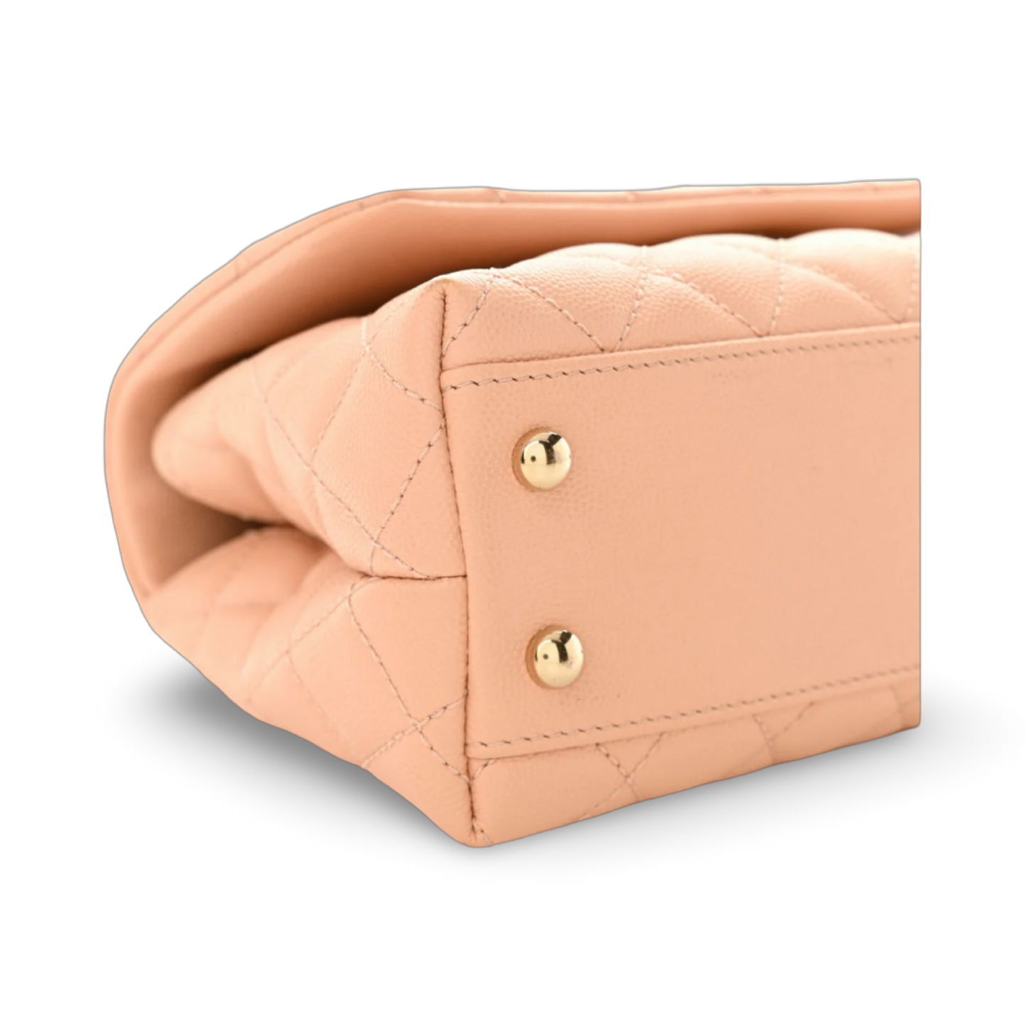 Chanel Quilted Caviar Mini Coco Handle Bag - GHW / Light Beige