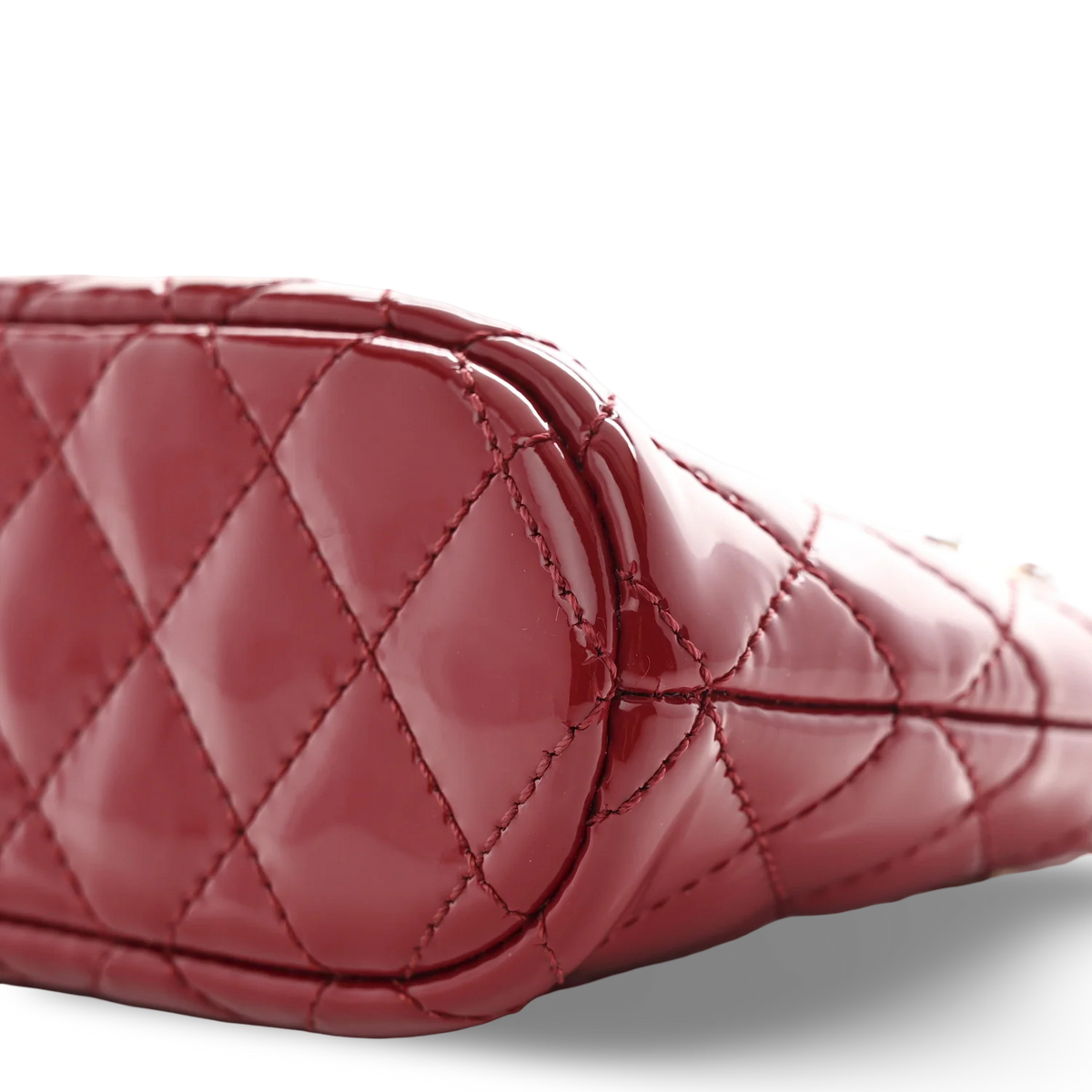 Chanel Quilted Patent Shiny Coco Clutch With Chain- GHW/ Red