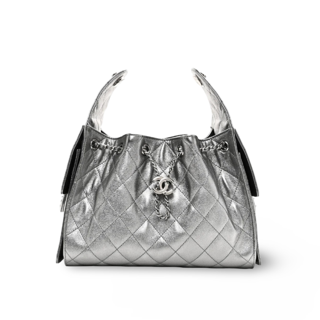 Chanel Quilted Calfskin Small Metallic 25Bag - SHW/ Sliver