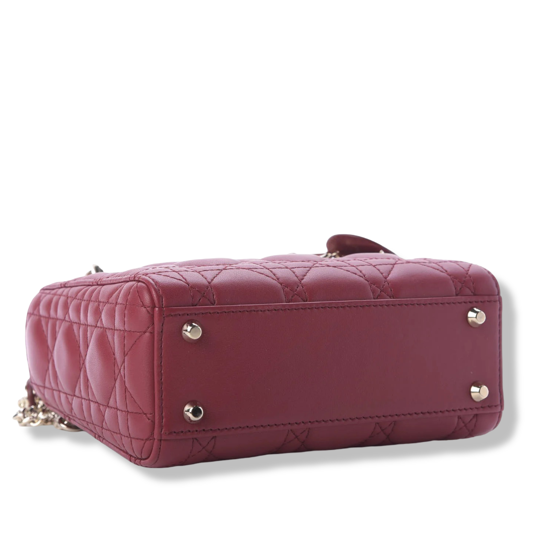 Dior Cannage Lambskin Mini Lady Bag- GHW / Red