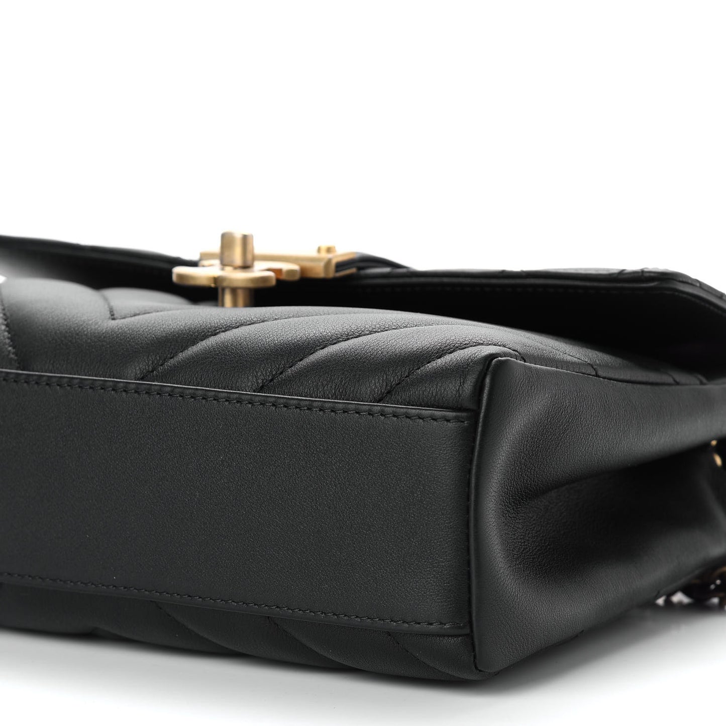 Chanel Calfskin Quilted Chevron In The City Bag - Black / GHW