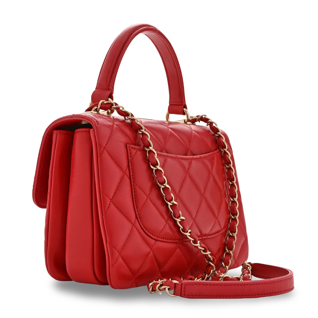 Chanel Quilted Lambskin Small Trendy Bag - GHW / Red
