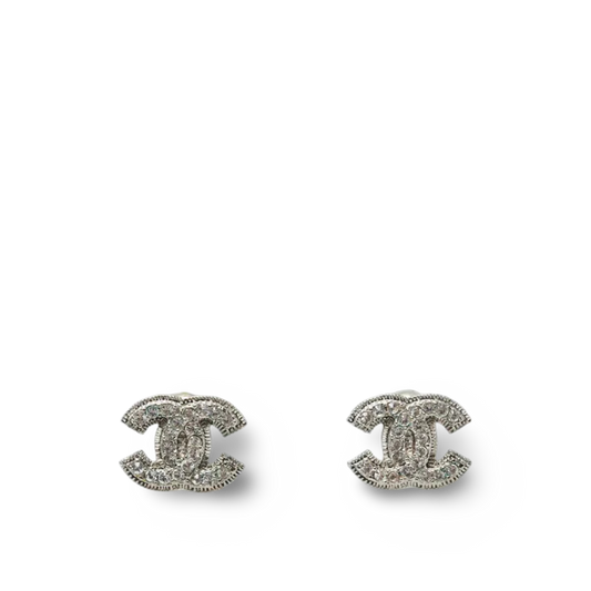 Chanel Crystal Logo Earrings  - SHW