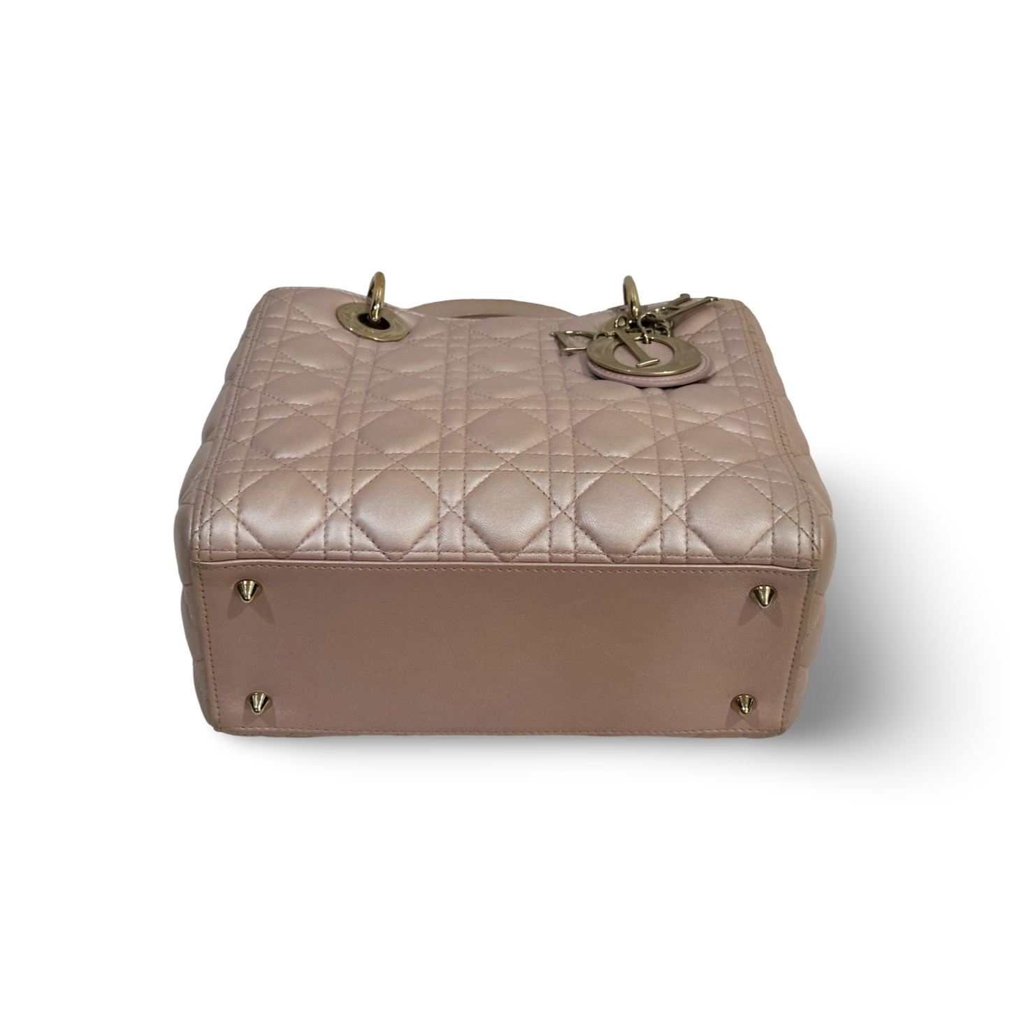 Dior Classic Lambskin Cannage Medium Lady Bag - SHW / Light Pink