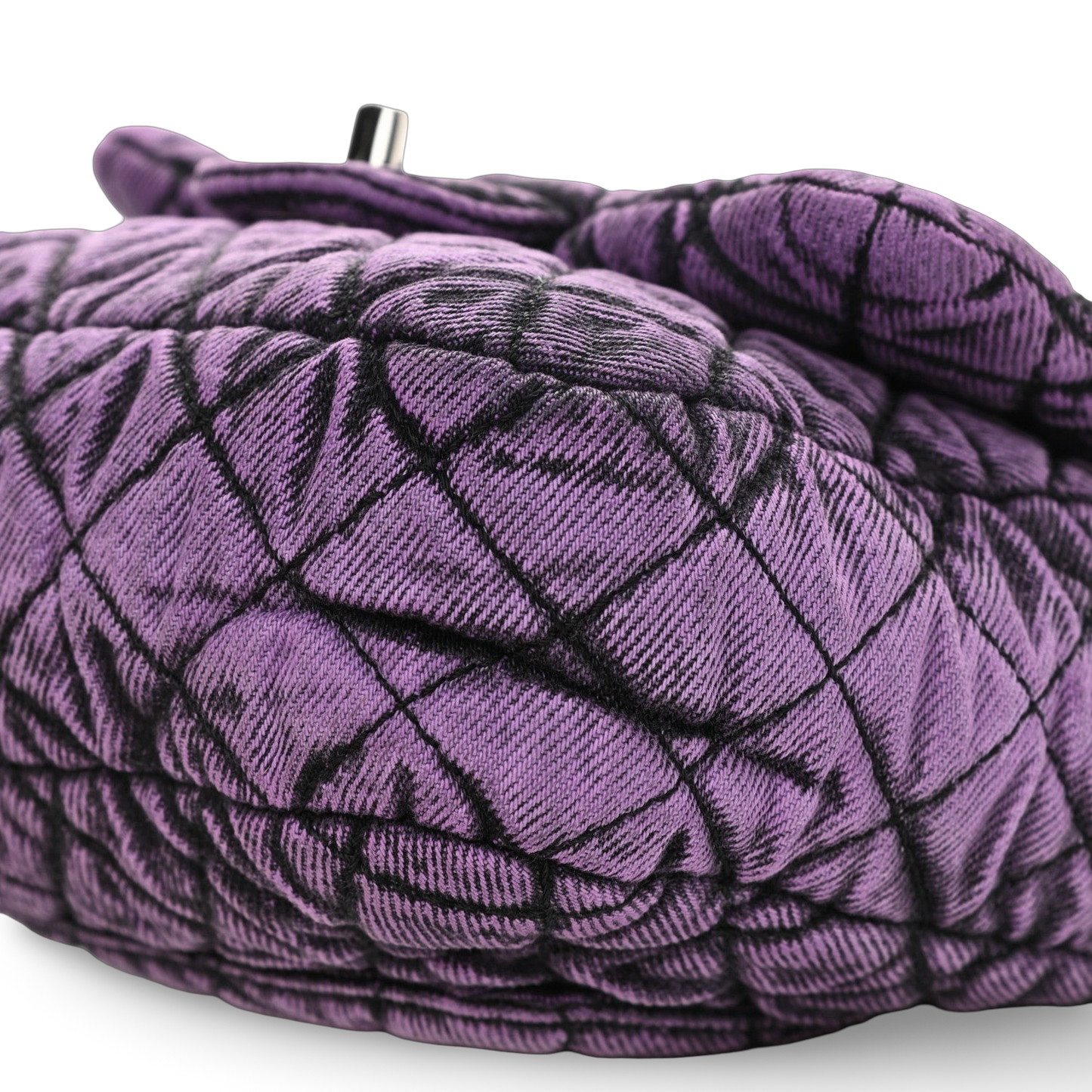 Chanel Quilted Denim Square Bag - Sliver / Purple