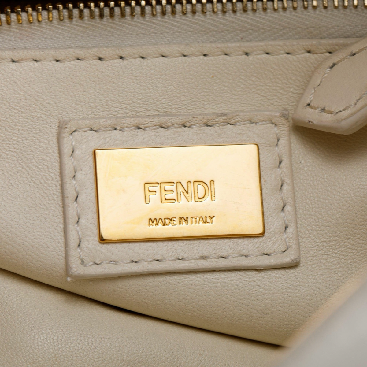 Fendi  Shearling Mini Peekaboo Handle Bag - GHW / White