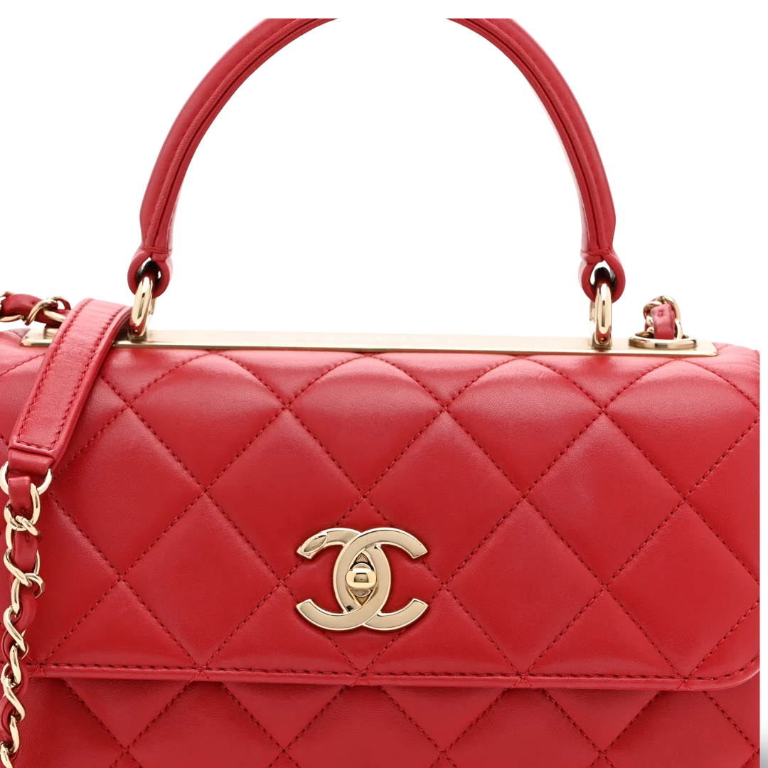 Chanel Quilted Lambskin Small Trendy Bag - GHW / Red