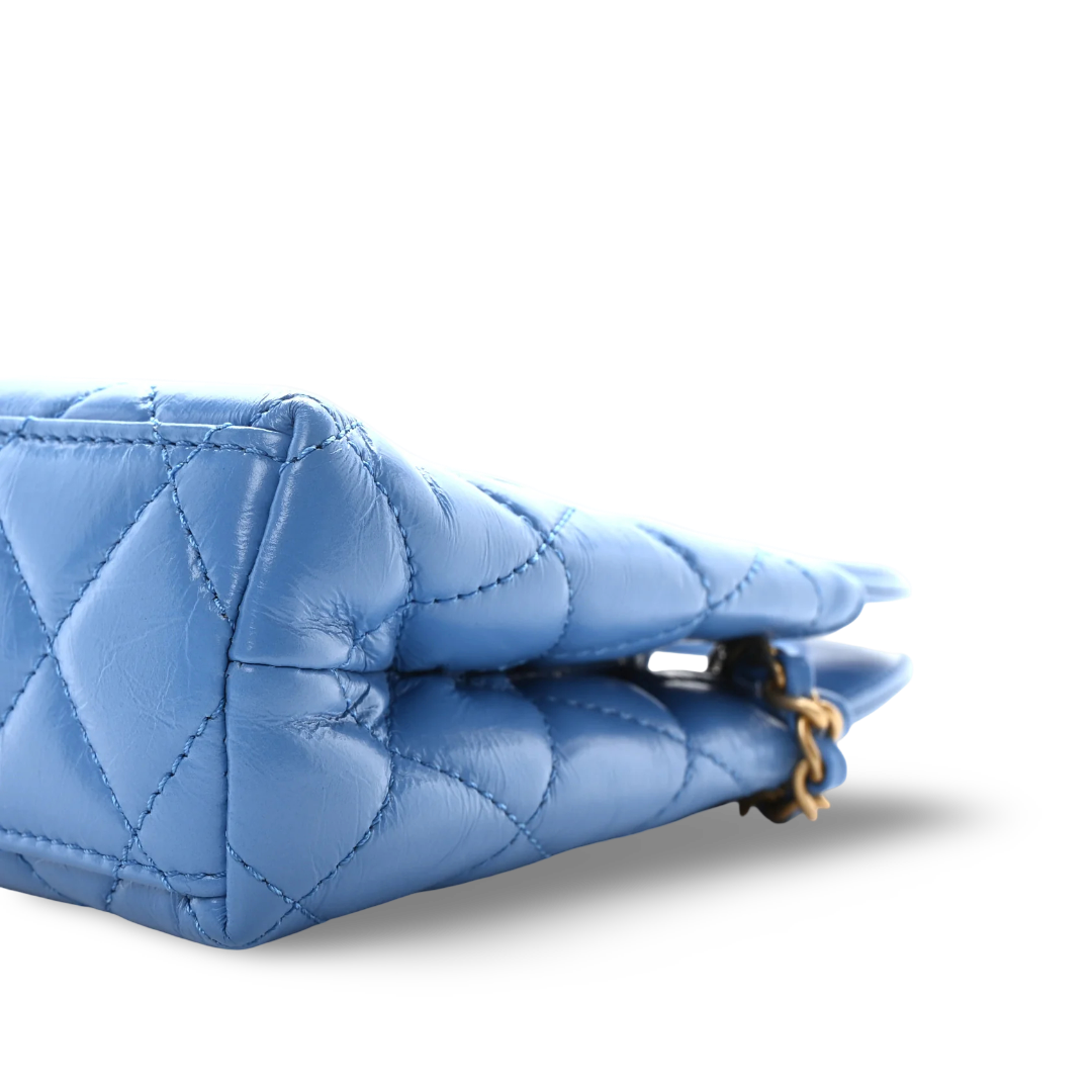 Chanel Shiny Lambskin Small Kelly Bag - GHW / Ash Blue