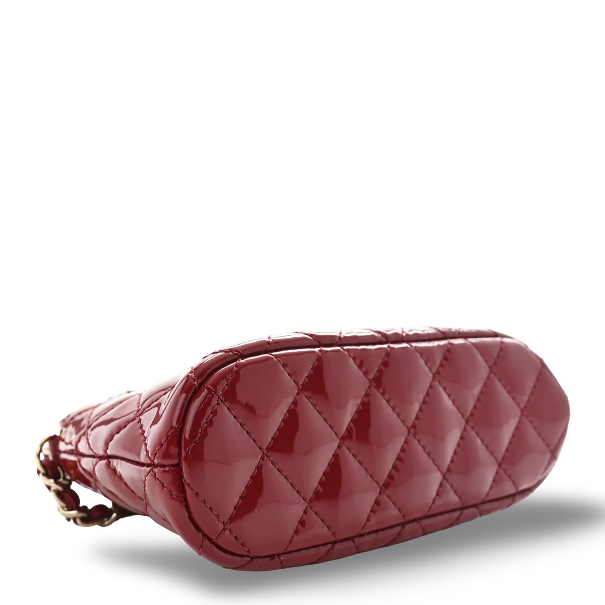 Chanel Quilted Patent Shiny Coco Clutch With Chain- GHW/ Red