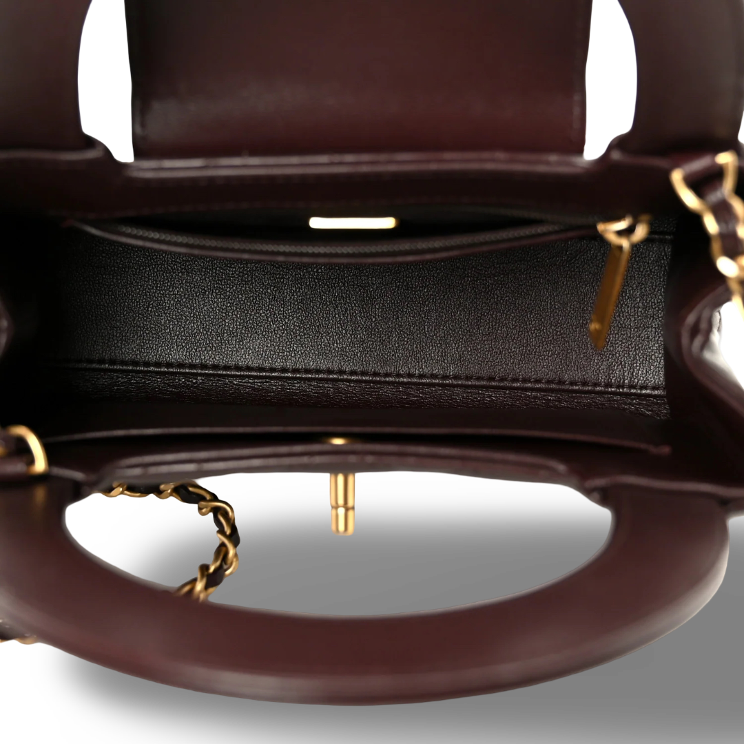 Chanel Quilted Shinny Lambskin Small Kelly Bag - GHW / Dark Brown