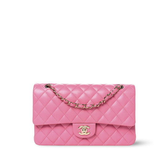 Chanel Quilted Caviar Medium Double Flap - GHW / Pink