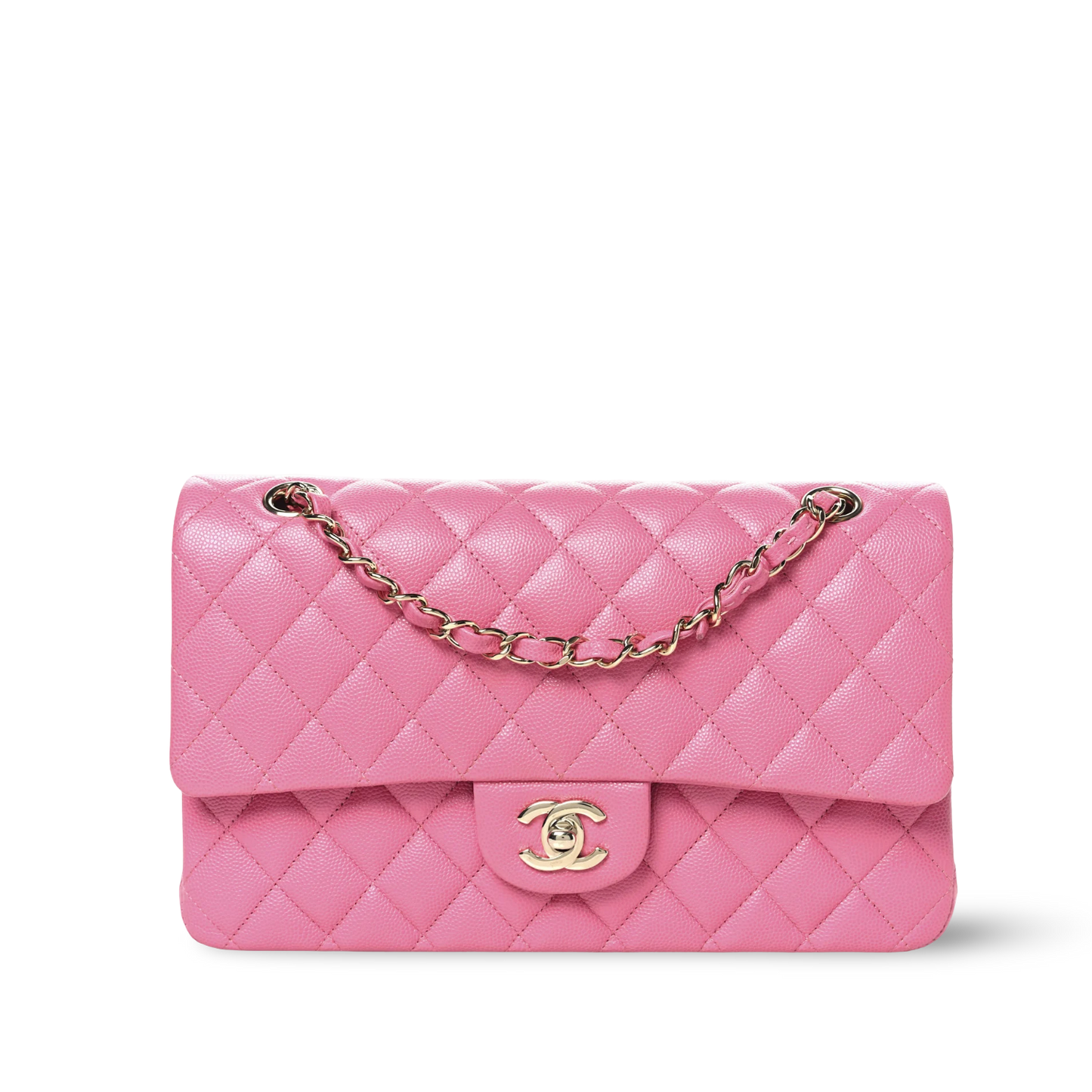 Chanel Quilted Caviar Medium Double Flap - GHW / Pink