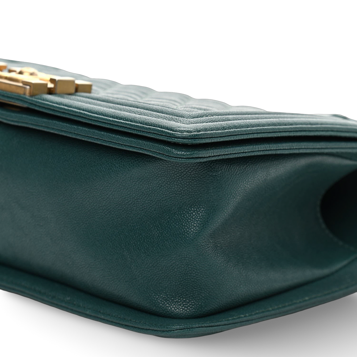 Chanel Quilted Caviar Old Medium Boy Bag - GHW/ Green
