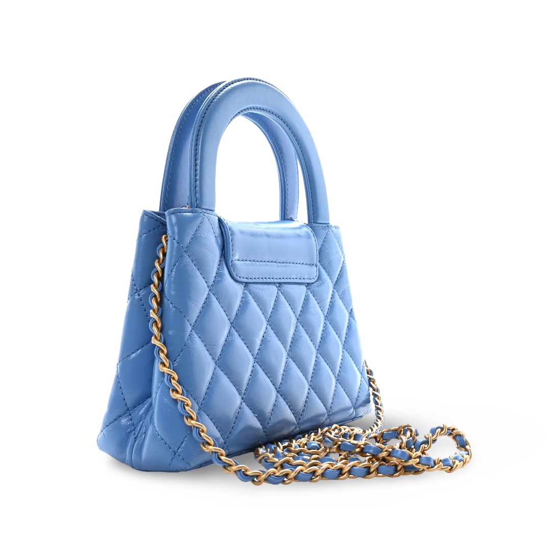 Chanel Shiny Lambskin Small Kelly Bag - GHW / Ash Blue