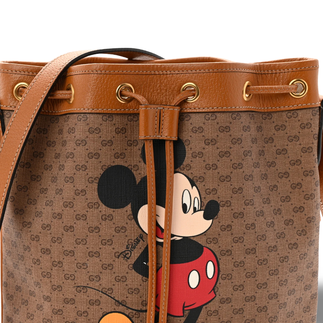 Gucci X DISNEY Mini Vintage GG Supreme Monogram Bucket Bag - GHW /Beige