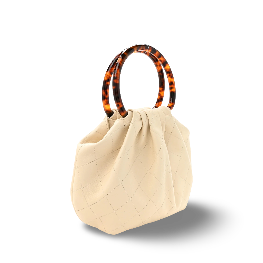 Chanel Quilted Lambskin Piexiglass Tortoise Shell Pouch Bag - Light Beige