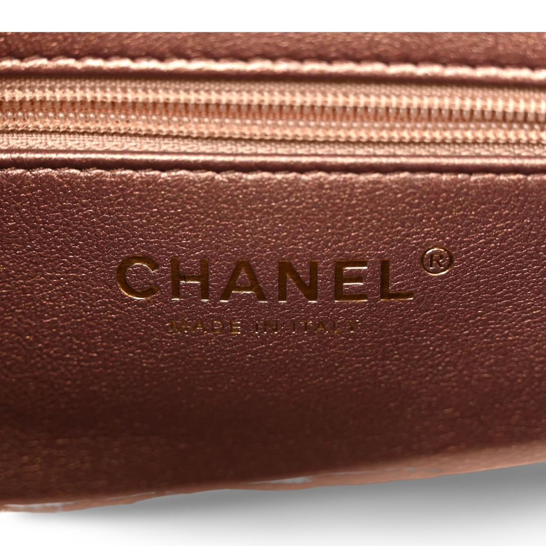 Chanel Quilted Aged Calfskin Metallic Small Kelly Bag - GHW / Brown
