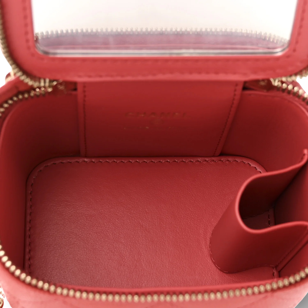 Chanel Quilted Caviar 23S  Mini Vanity Case - GHW/ Pink