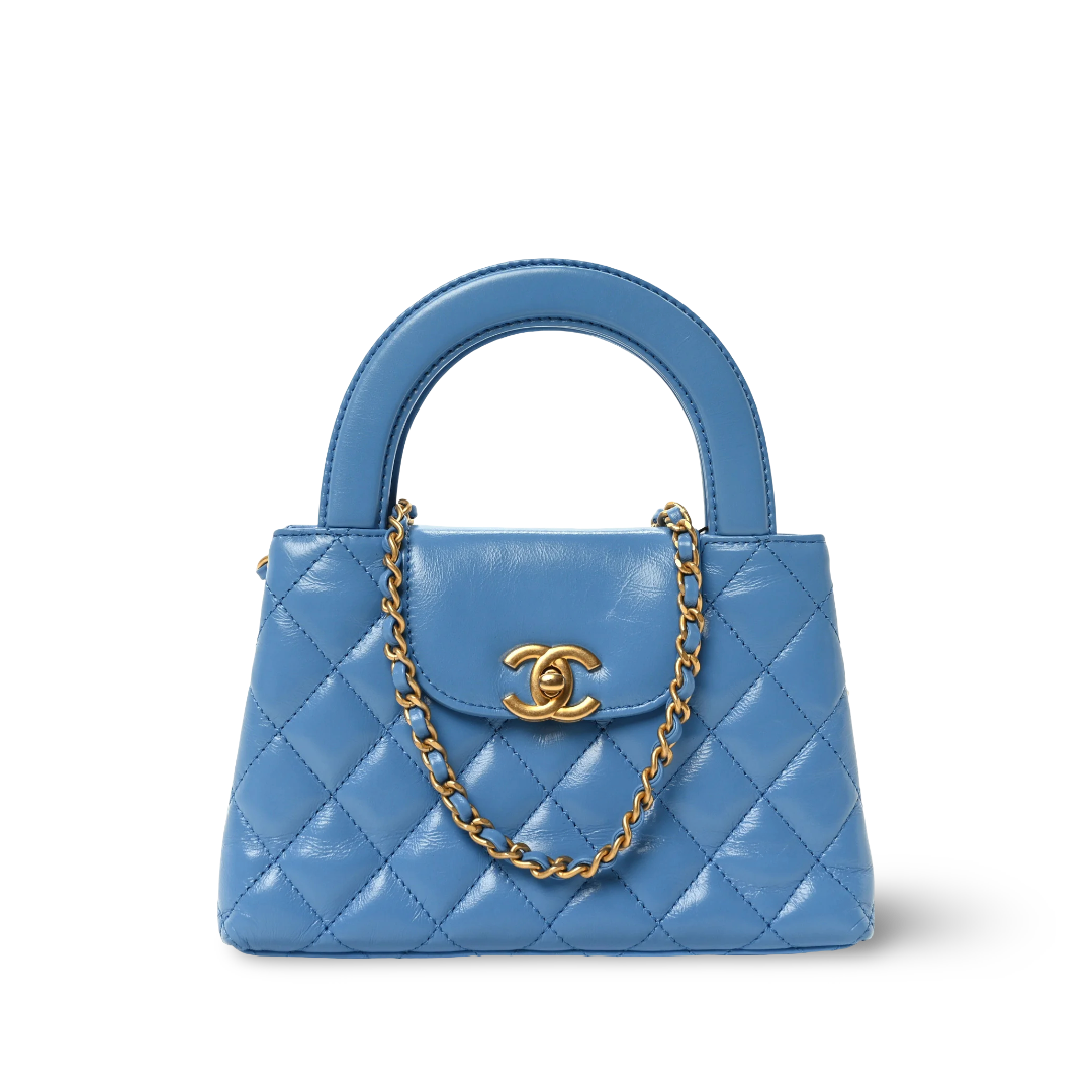 Chanel Shiny Lambskin Small Kelly Bag - GHW / Ash Blue