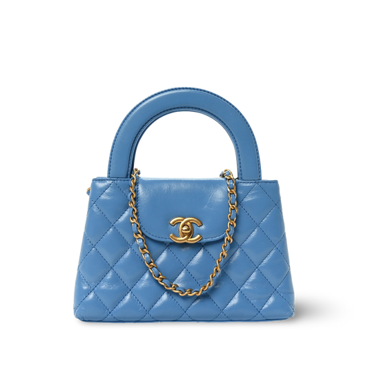 Chanel Shiny Lambskin Small Kelly Bag - GHW / Ash Blue