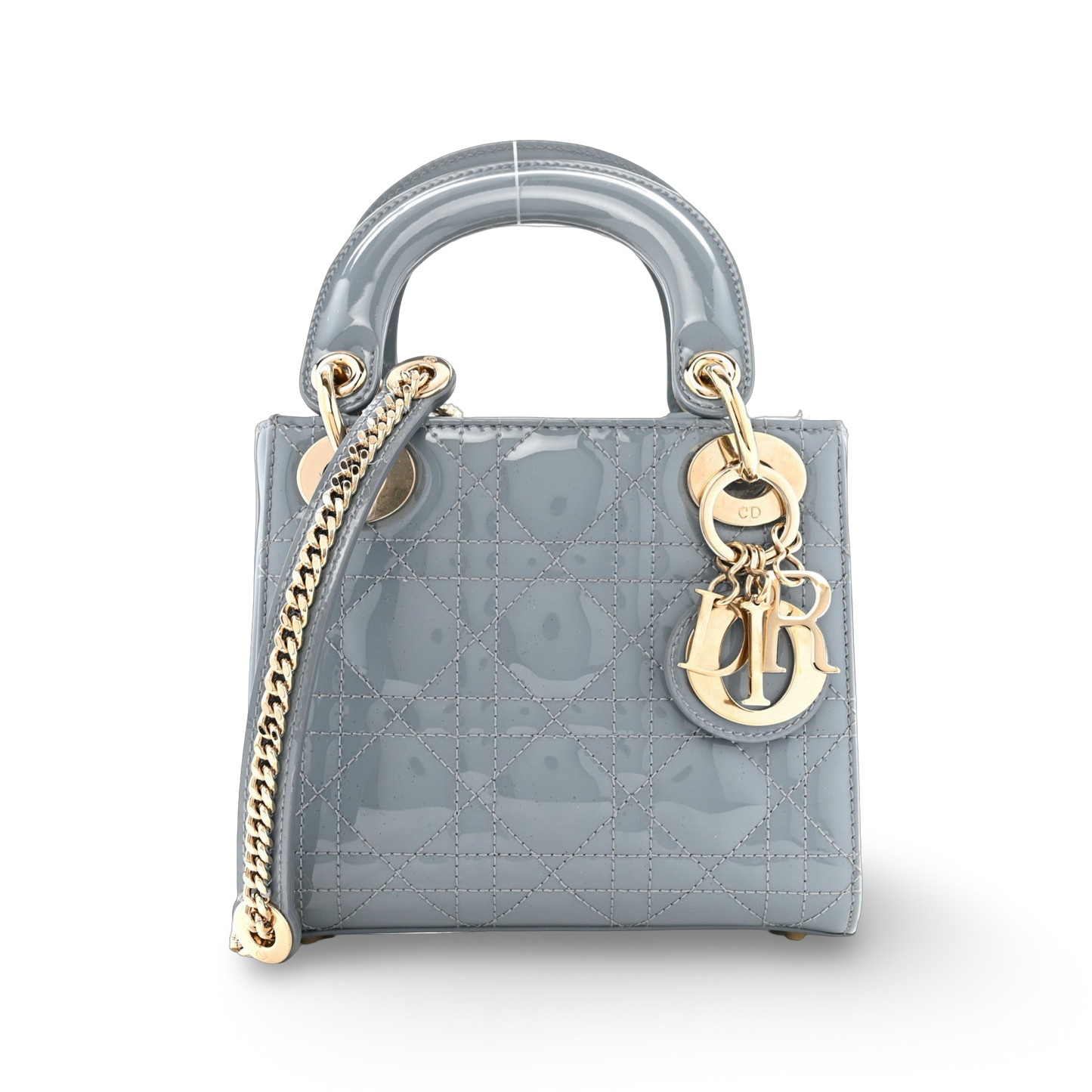 Dior Cannage Patent Mini Lady Bag - GHW / Gray
