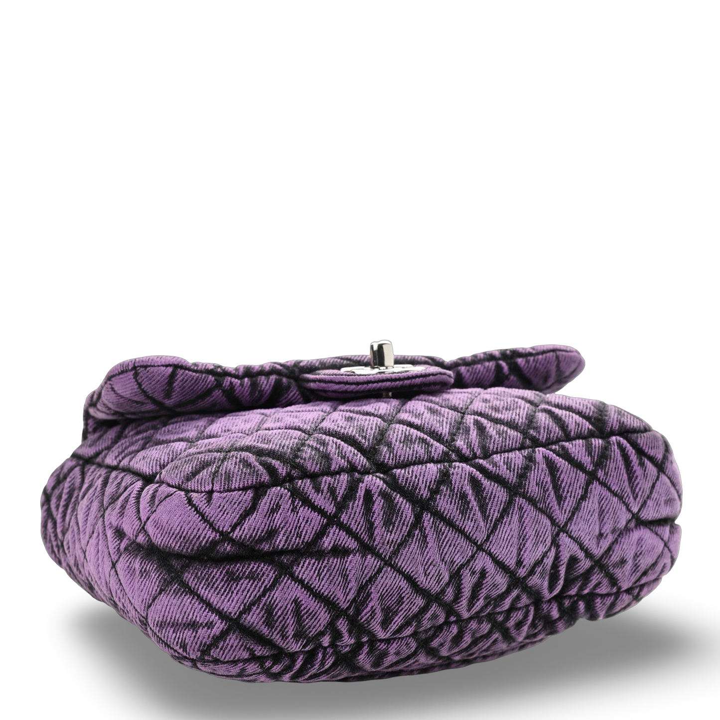 Chanel Quilted Denim Square Bag - Sliver / Purple