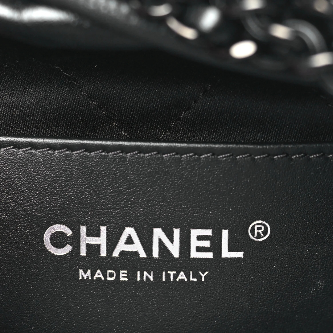 Chanel Quilted Shinny Lambskin So Black Mini 22 Bag - BHW / Black