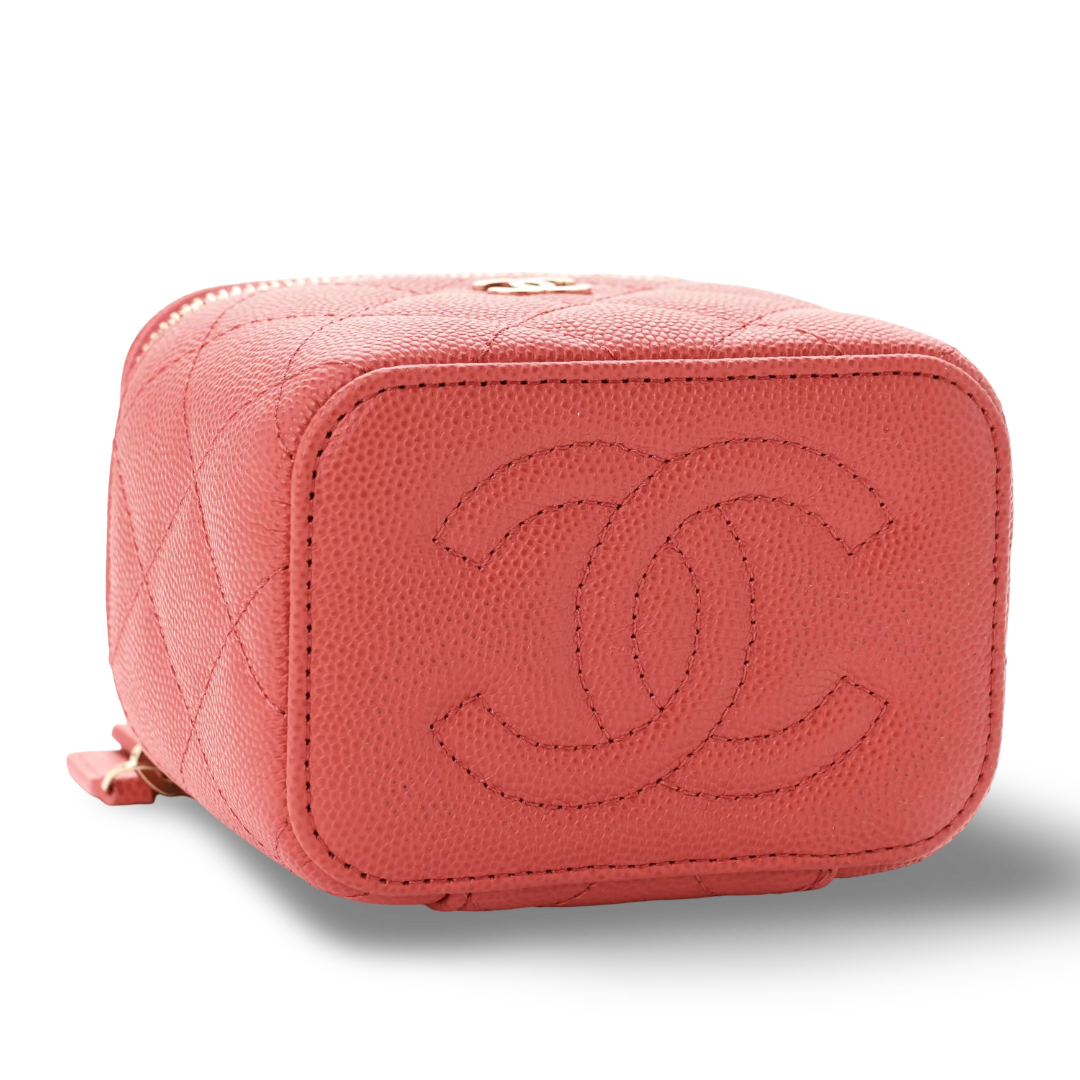 Chanel Quilted Caviar 23S  Mini Vanity Case - GHW/ Pink