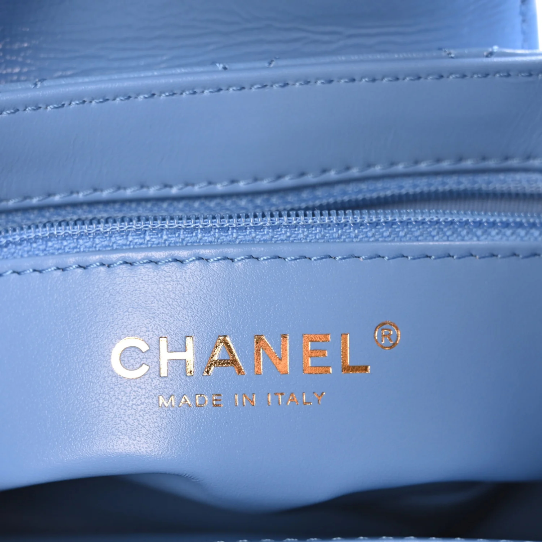 Chanel Shiny Lambskin Small Kelly Bag - GHW / Ash Blue