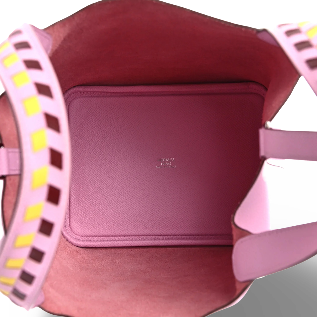 Hermes Epsom Tressage De Cuir Picotin Lock 18 PM - PHW/ Pink
