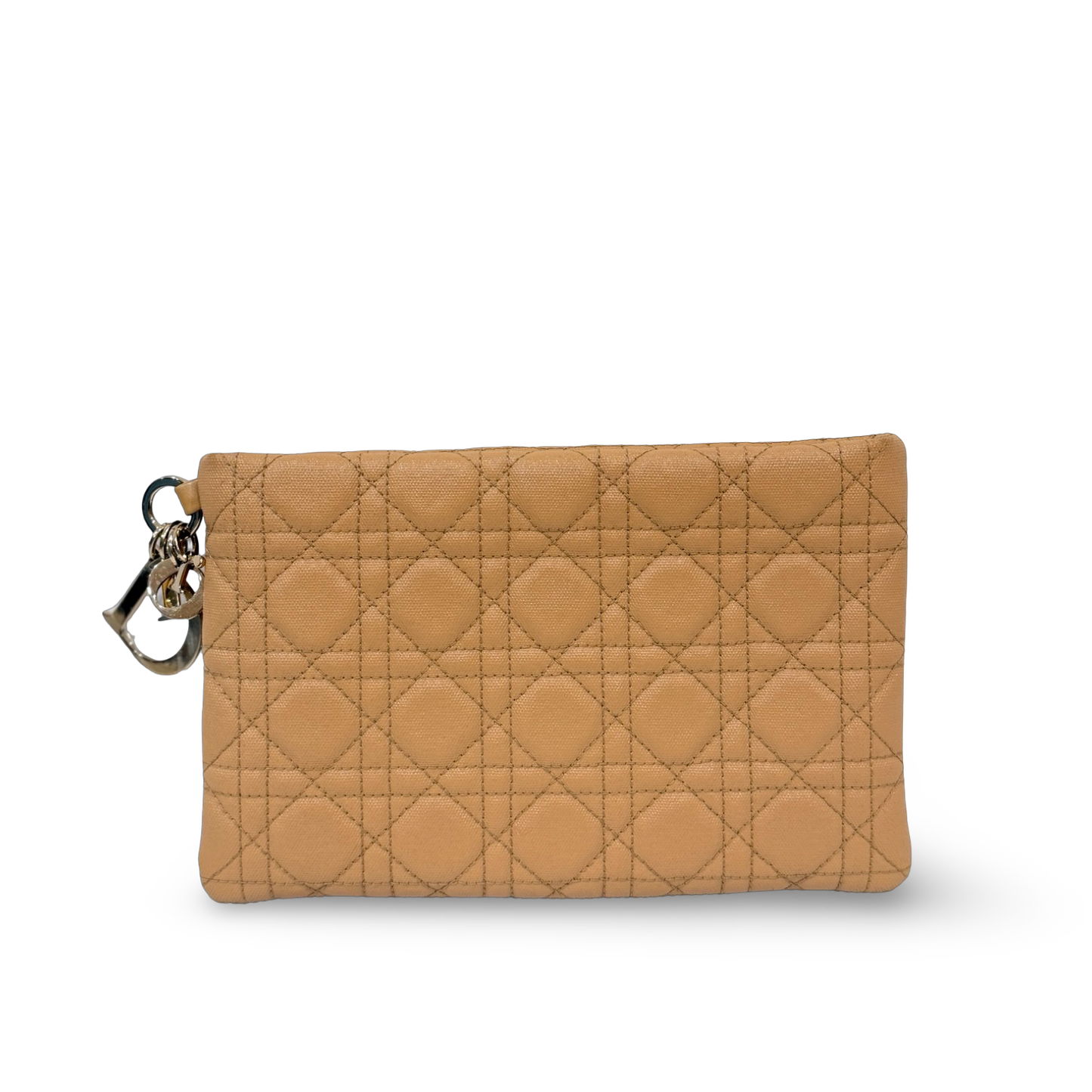 Dior Cannage Canvas Coasted Clutch - GHW / Beige