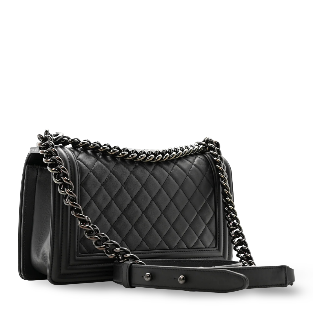 Chanel Quilted Calfskin So Black Medium Boy Bag - BHW/ Black