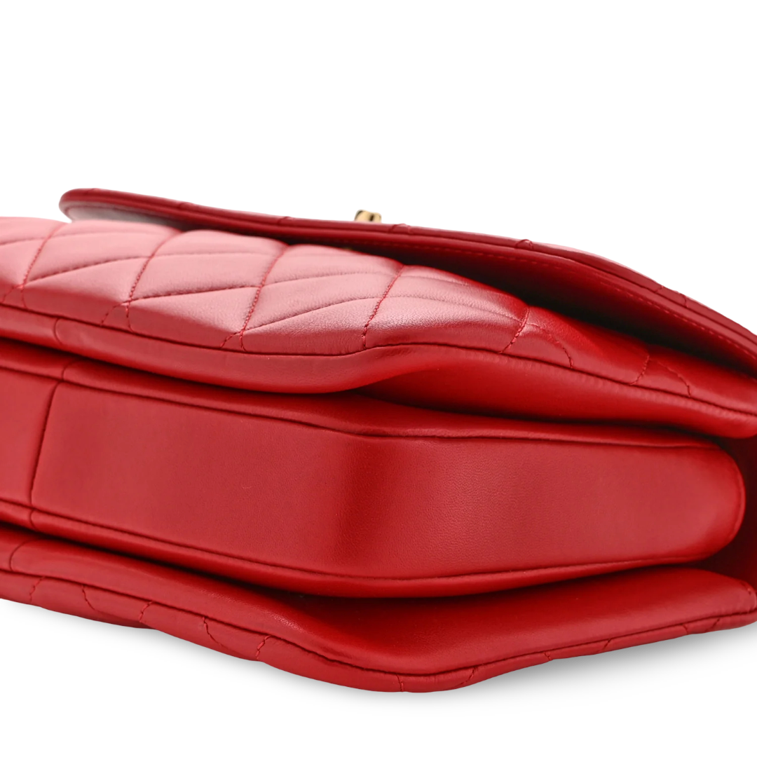 Chanel Quilted Lambskin Small Trendy Bag - GHW / Red