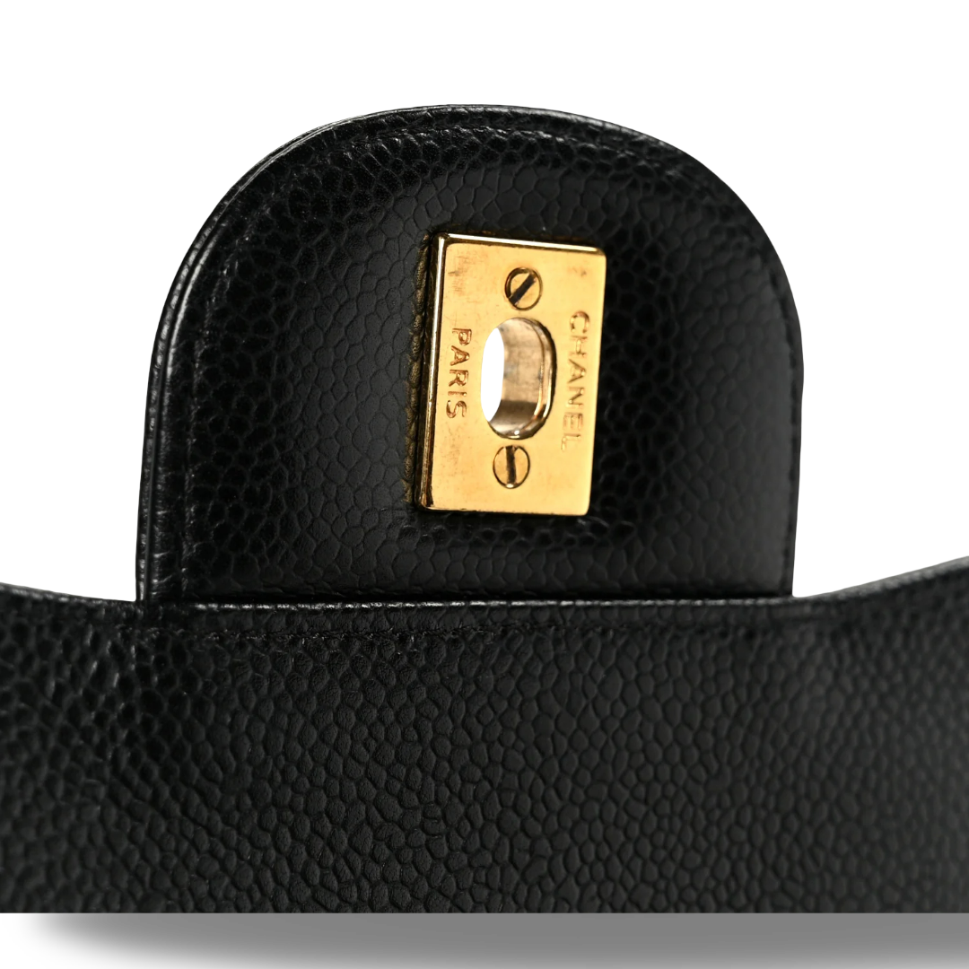 Chanel Quilted Caviar Jumbo Double Flap - GHW / Black