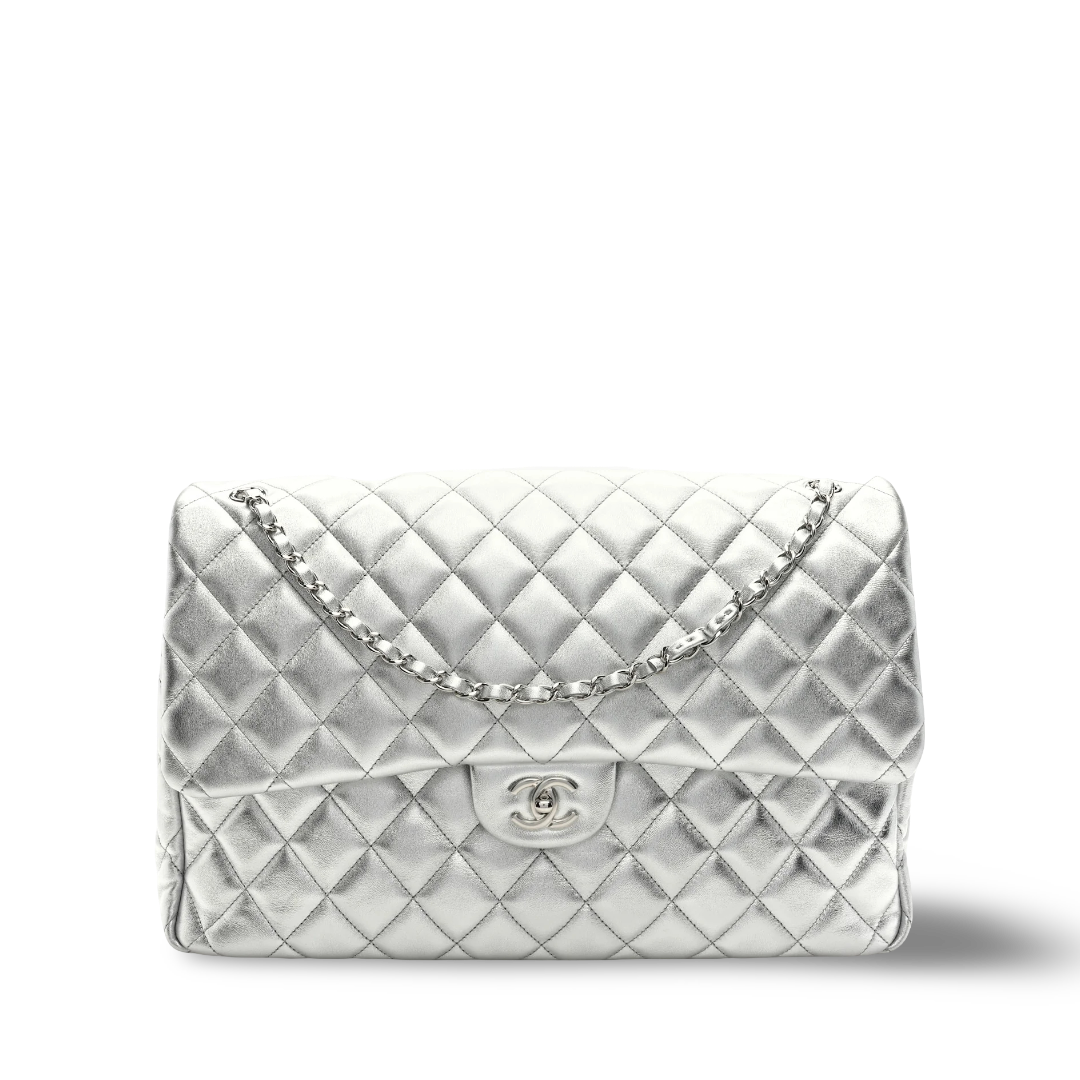 Chanel Quilted Lambskin XXL Airport Single Flap - SHW / Metallic