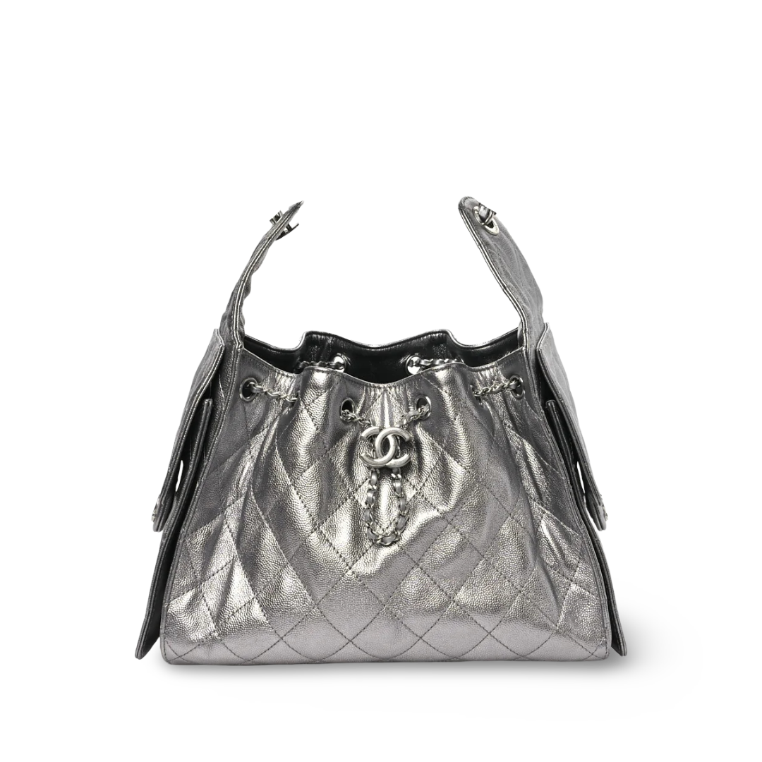 Chanel Quilted Calfskin Small Metallic 25Bag - SHW/ Anthracite