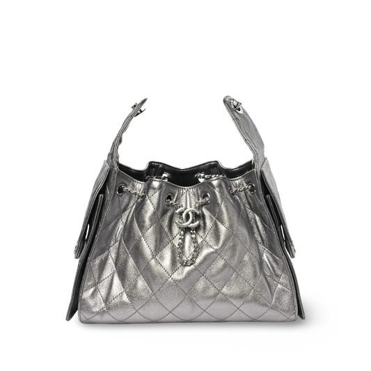 Chanel Quilted Calfskin Small Metallic 25Bag - SHW/ Anthracite