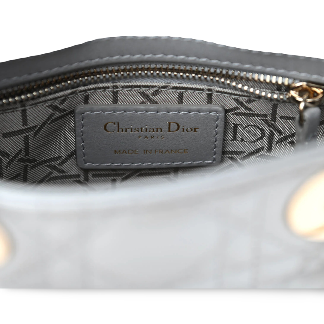 Dior Cannage Calfskin Mini Lady Bag - SHW / Sliver