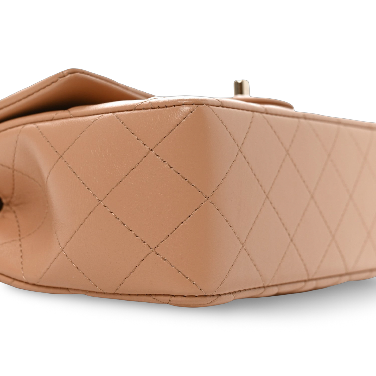 Chanel 25A Quilted Lambskin Rectangular Mini Top Handle Flap - GHW / Beige