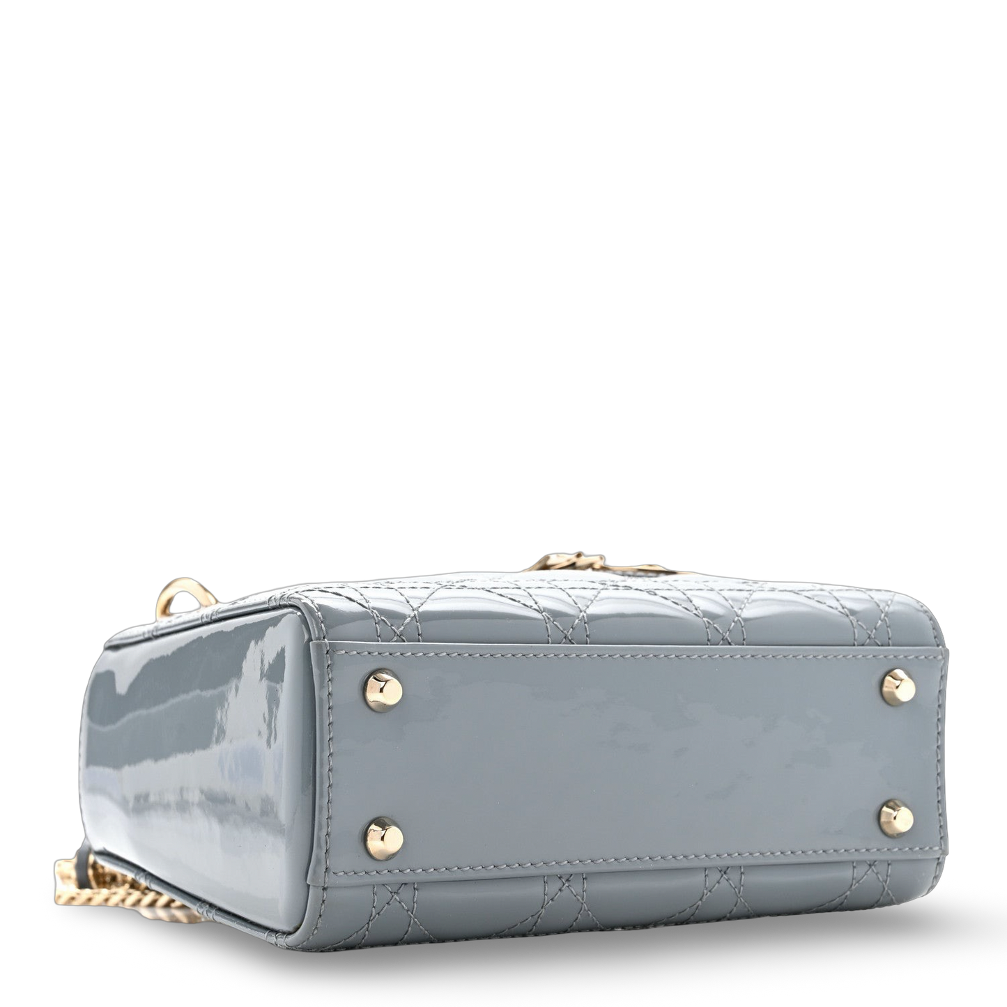 Dior Cannage Patent Mini Lady Bag - GHW / Gray