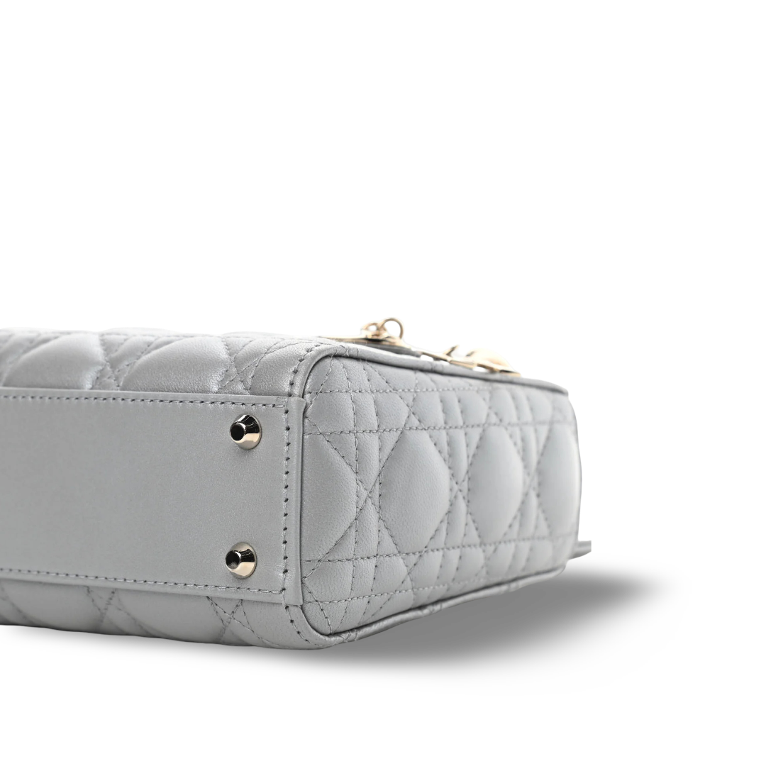 Dior Cannage Calfskin Mini Lady Bag - SHW / Sliver