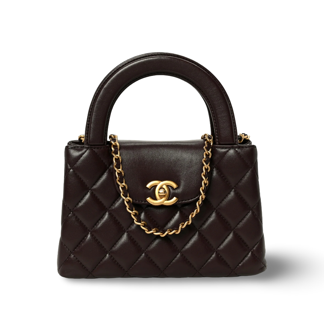 Chanel Quilted Shinny Lambskin Small Kelly Bag - GHW / Dark Brown