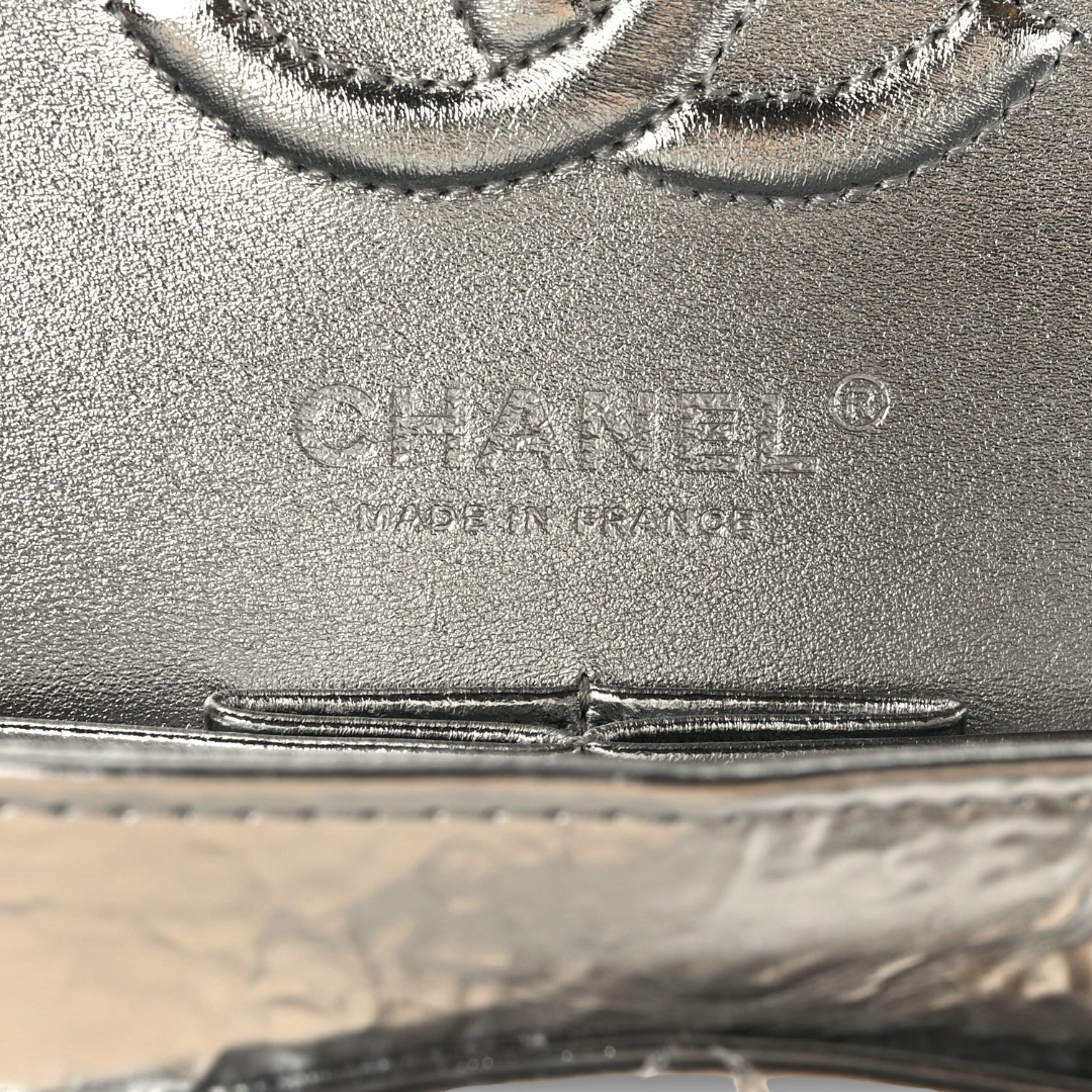 Chanel Quilted Hammered Metallic Calfskin Quilted Small Double Flap- SHW / Sliver