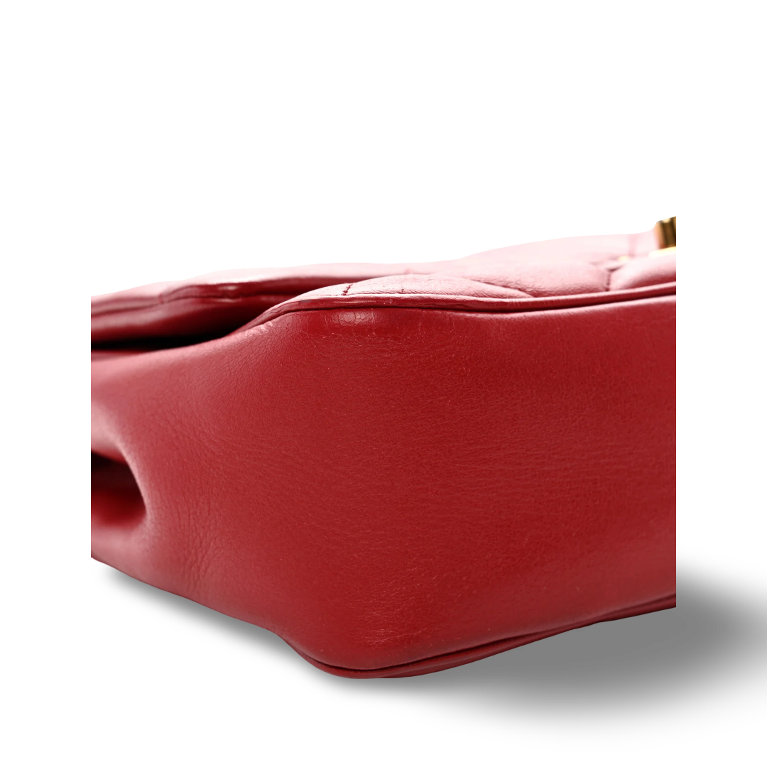 Chanel Quilted Lambskin Easy Carry Single Flap - GHW / Red