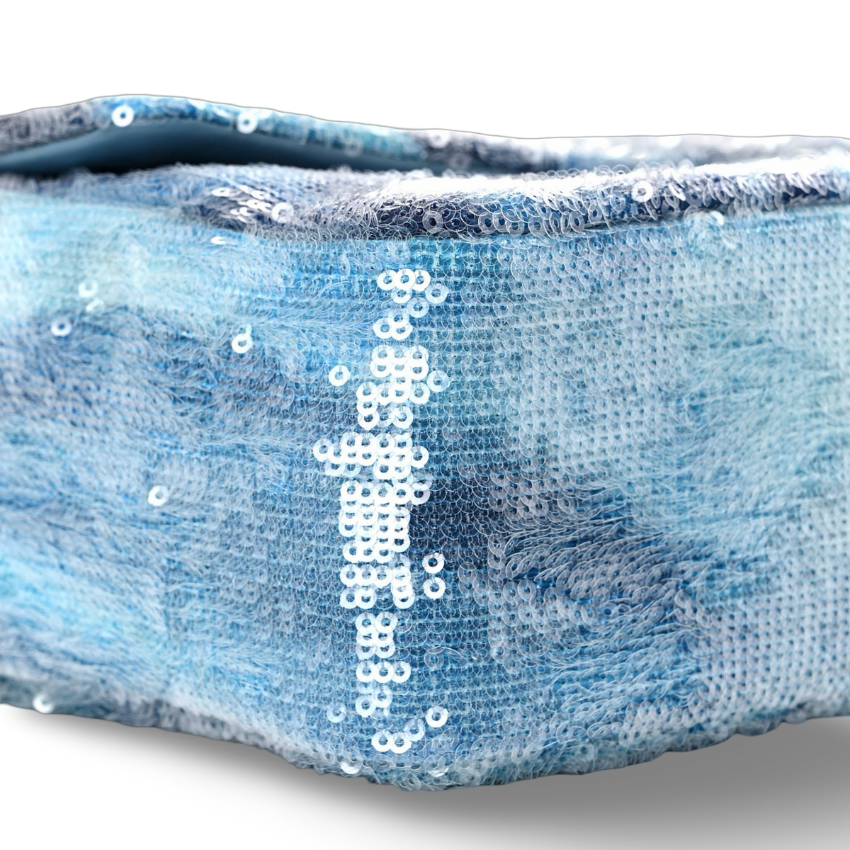 Chanel Quilted Sequin Jumbo Waterfall Flap- SHW/ Light Blue