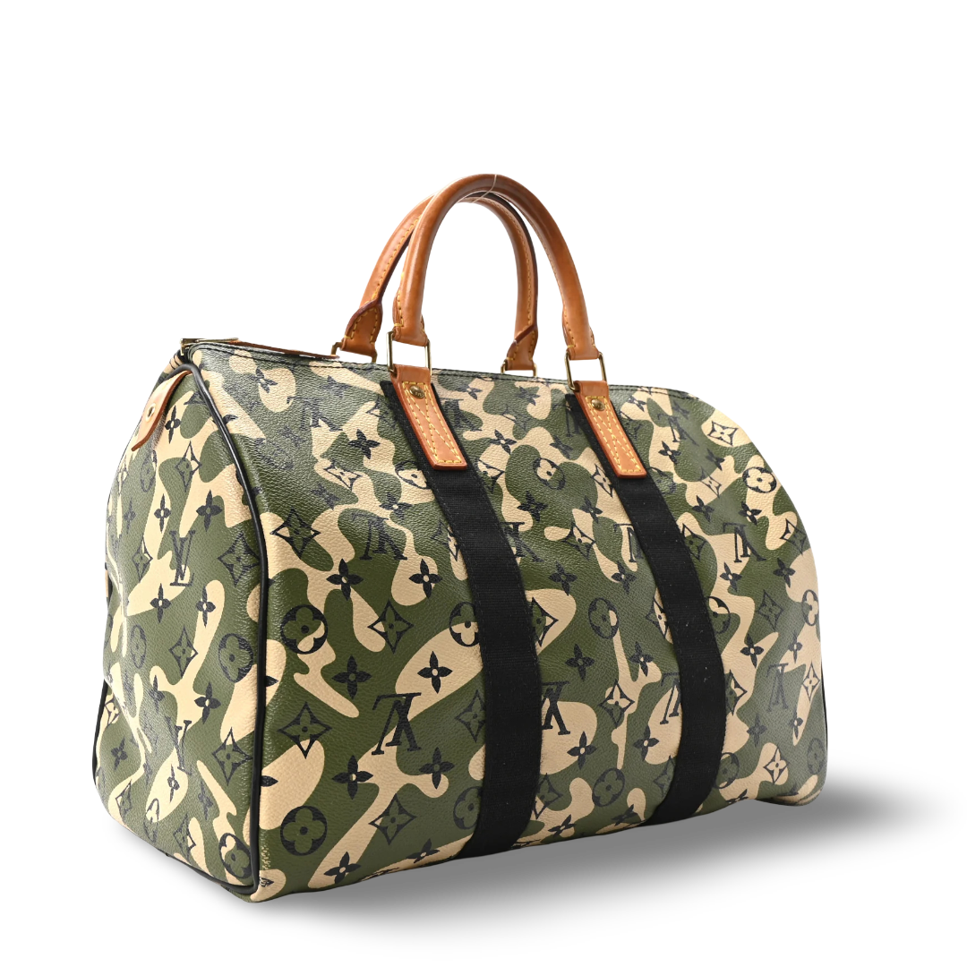 Louis Vuitton Monogram Camouflage Speedy 35 Bag - GHW/ Geen