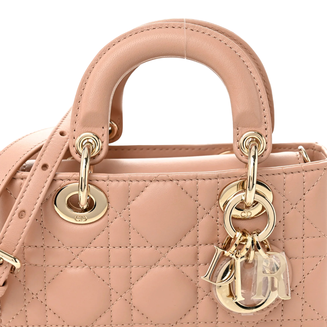 Dior Cannage Lambskin Mini D Joy Bag - GHW/Rose Des Vents