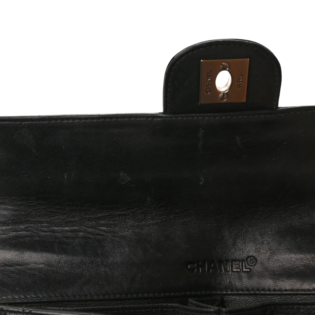 Chanel Quilted Patent East West Chocolate Bar Flap - SHW/ Black