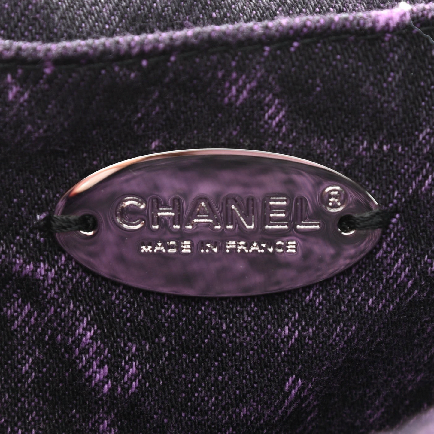 Chanel Quilted Denim Square Bag - Sliver / Purple
