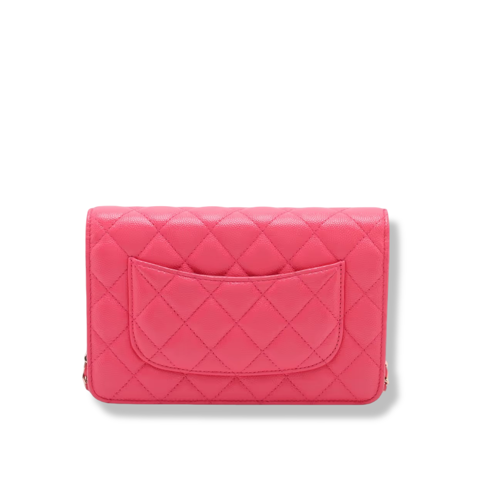 Quilted Caviar Big Logo WOC - GHW/ Pink